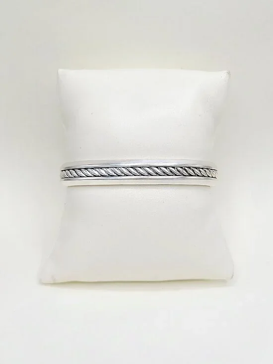 David Yurman Cable Inset Cuff Bracelet in Sterling Silver - Size X-Small - RARE