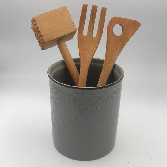 Dowan Grey Ceramic Porcelain Mandala Kitchen Utensil‎ Holder/Wine Chiller