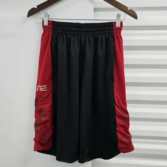 Nike Dri-FIT Elite Basketball Shorts Men Small Black Red Athletic Mesh