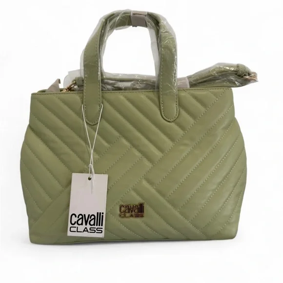 New with tags Cavalli Class Rosangela Leaf Green Satchel retails $118