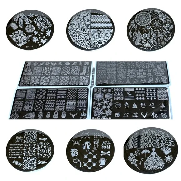 Born Pretty Nail Art Stamping Plate Bundle 10pc Floral Lace Christmas Cat BP BPL
