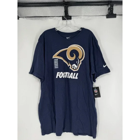 Nike Los Angeles Rams T Shirt Mens Size 2XL Navy Blue Short Sleeve Graphic Tee