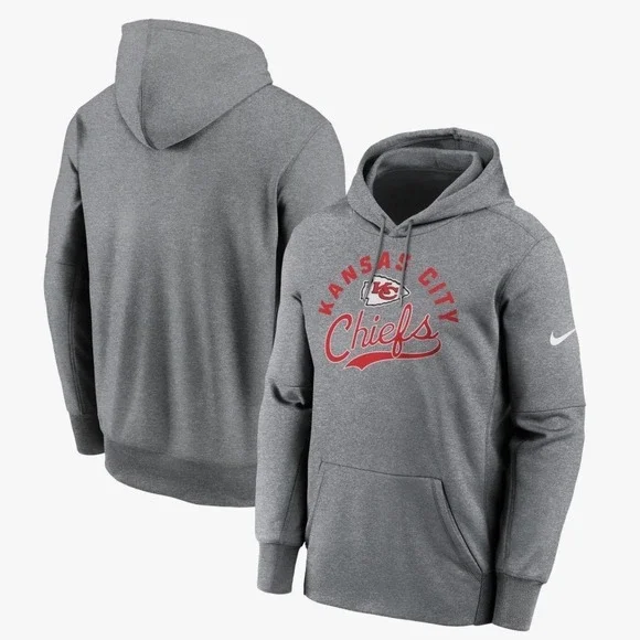 NEW Nike Large Kansas City Chiefs Dri Fit Hoodie Mens Gray Kangaroo Pocket NFL‎