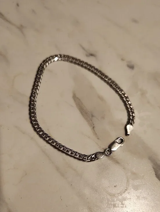 7.5 inch Sterling Silver Men's Box Chain Bracelet  - Silver .925