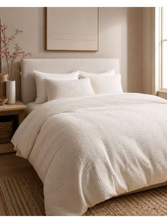 S23 | Quince Organic Luxe Honeycomb Duvet Cover Set King Cal King Undyed NWT