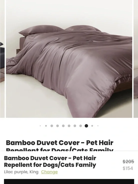 Bamboo Duvet Cover in Lilac Purple - King