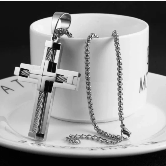 Stainless Steel Men's Cross Necklace