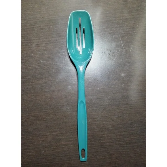 Vintage Foley #1 Green Nylon Plastic Slotted Spoon 11