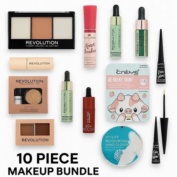 10-PIECE MAKEUP BUNDLE ✨ REVOLUTION, CRÈME SHOP, SPALIFE, NYX, ITALIA, REVLON