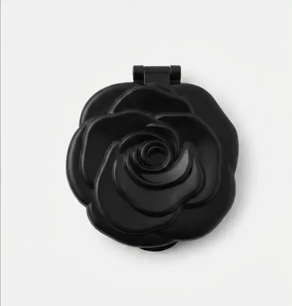 Vintage Black Rose Compact Mirror