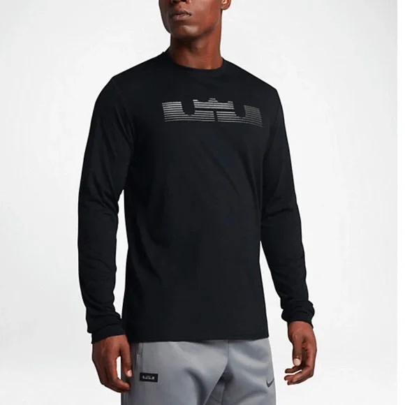 Men’s Nike Basketball Dri-Fit LeBron Long Sleeve‎ Shirt Black Size Medium
