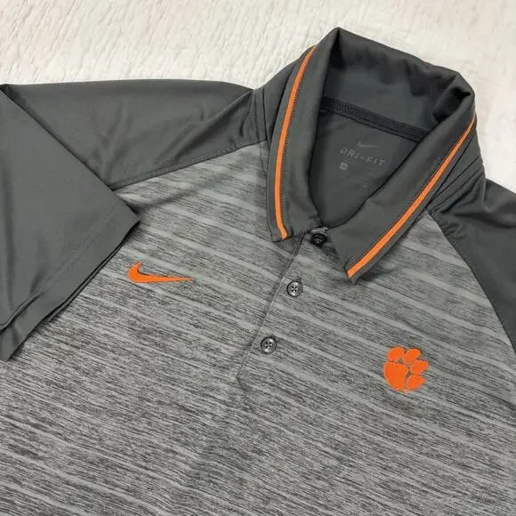 Nike DriFit Mens Size XL Clemson University Tigers Polo Shirt Gray