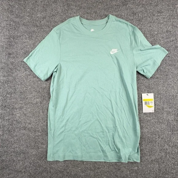 Nike Shirt Mens Small Green The Nike Tee Embroidered Swoosh Logo Cotton Crewneck