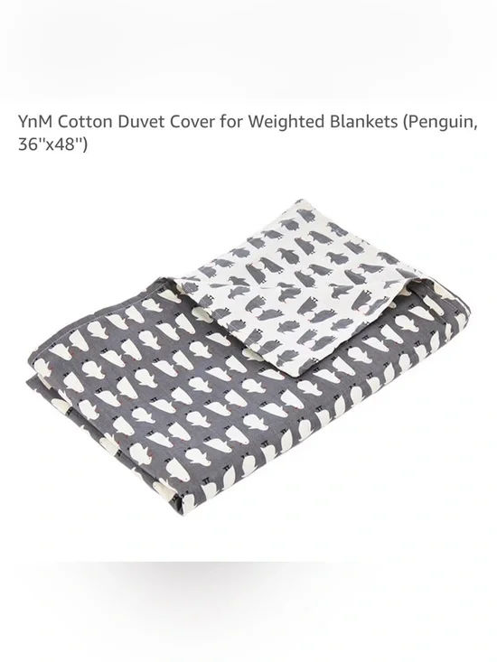 YnM Cotton Duvet Cover for Weighted Blankets (Penguin, 36