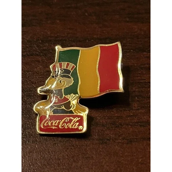 Vintage 1984 Los Angeles Olympics Coca‎ Cola Sam Eagle Mali Flag Lapel Pin