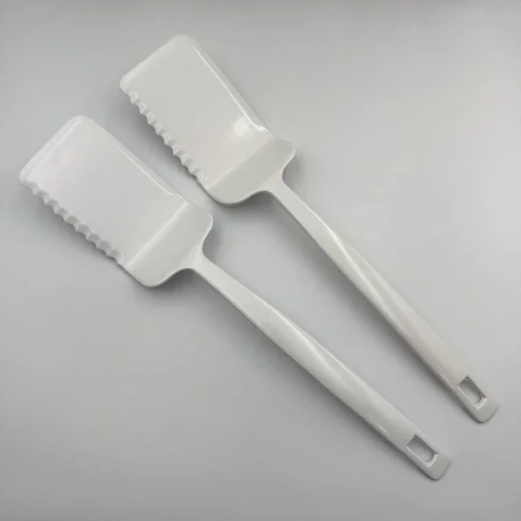 (2) Vintage COPCO White Melamine Serrated Spatula Turner Cooking Serving Utensil