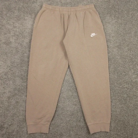 Nike Sweatpants Mens XL Tan Sportswear Club Fleece Joggers Casual Comfort Logo