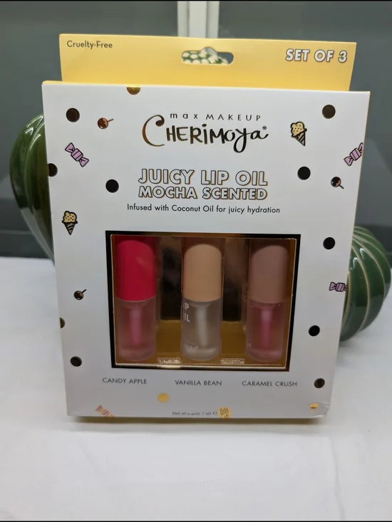 Cherimoya  Juicy Lip Oil Set - Candy Apple, Vanilla Bean & Caramel Crush