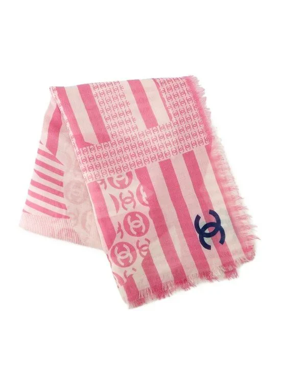Chanel Scarf CC Logo Large Shawl Cashmere