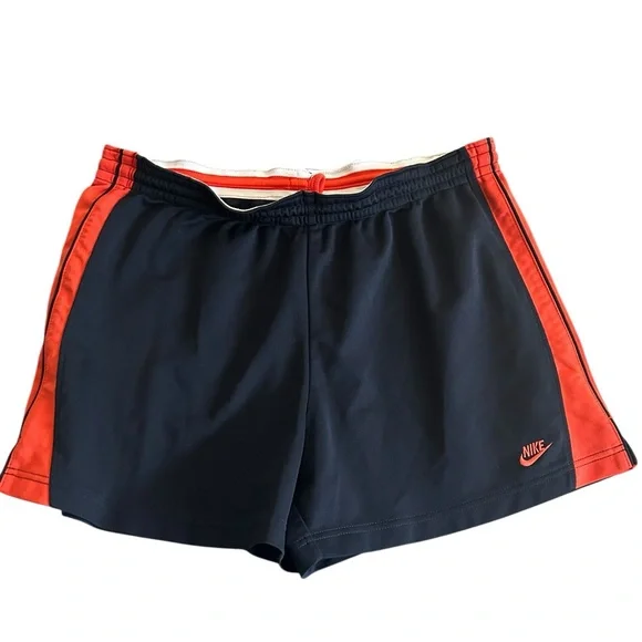 Nike Men’s Retro Athletic Shorts – Navy Blue with Orange Stripes –‎ Size XL