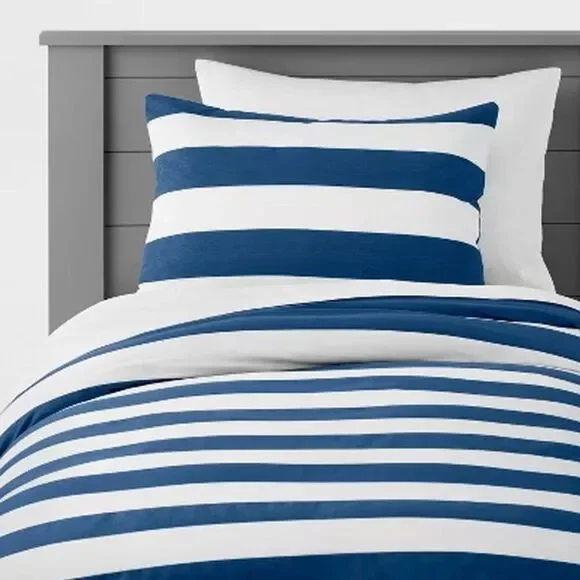 Open Box - Pillowfort - Full/Queen Rugby Striped Kids' Duvet Co Rugby Striped