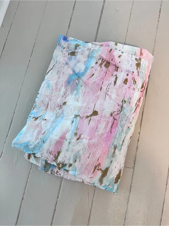 Pottery Barn Teen Pastel Watercolor Duvet Cover in Pink, Blue & Gold Twin