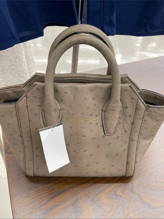 Diane von Furstenberg Ostrich-Embossed Satchel Handbag mini