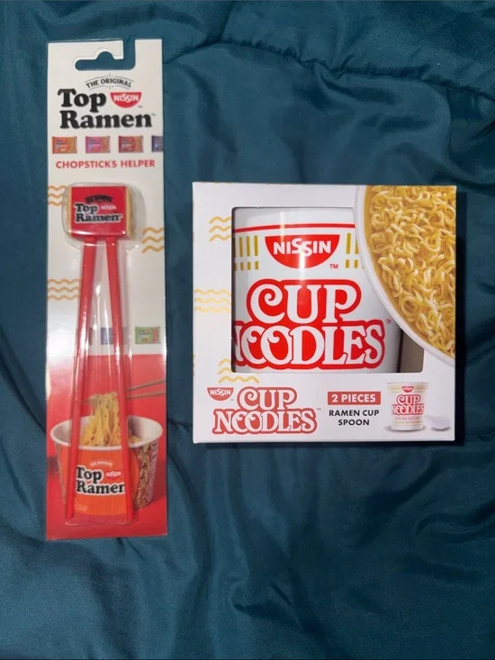 Nissin Cup Noodles Red Chopsticks Helper & Ramen Cup Spoon Set