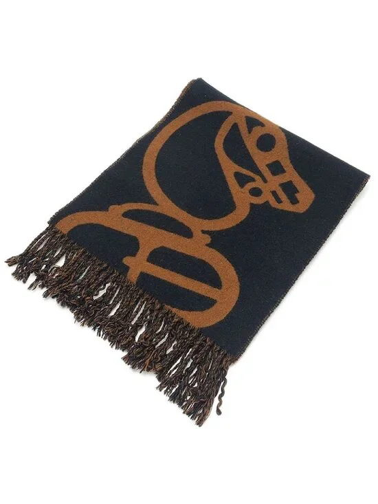 Hermes Book le Camaille Scarf Cashmere Black Brown