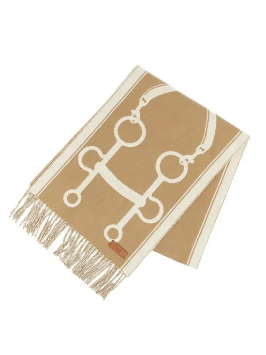 Hermes Heaven Scarf Molle Cashmere Beige Bicolor Fringe Shawl