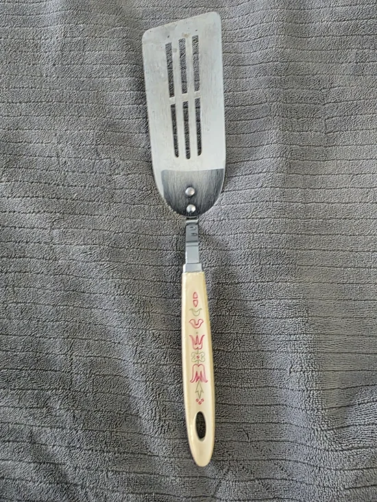Vintage Androck Tulip Spatula Slotted Metal Turner Mid Century Kitchen USA MCM
