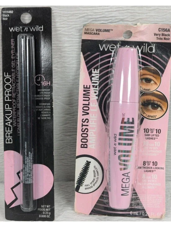 Wet n Wild Eyeliner 1111492 Black Noir - Mega Volume Mascara C156A Very Black