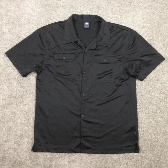 Nike ACG Shirt Mens Large Black Camp Loop Collar Two Pocket Outdoor Button Up