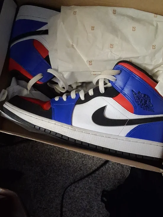 Nike Air Jordan 1 Mid - White/Blue/Red/Black