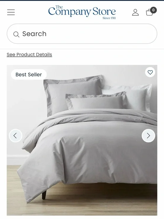 The Company Store XL Twin Light Gray Cotton Duvet Cover Ivory Comforter Std Sham