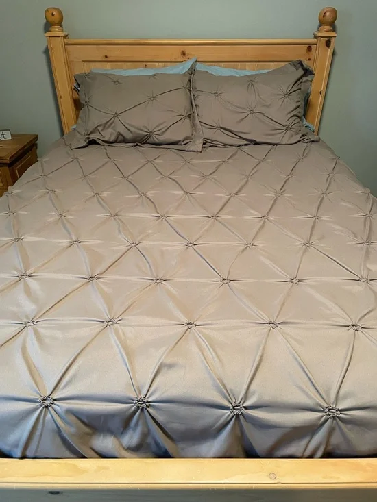 Tufted Pintuck Duvet Cover Set - Taupe