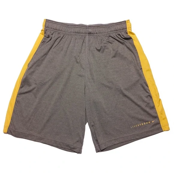 NIKE Livestrong Athletic Shorts 450833 Gray Yellow Men's XL‎
