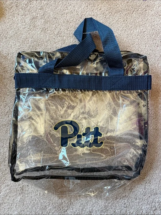 Pitt Clear PVC Tote Bag with Navy Handles