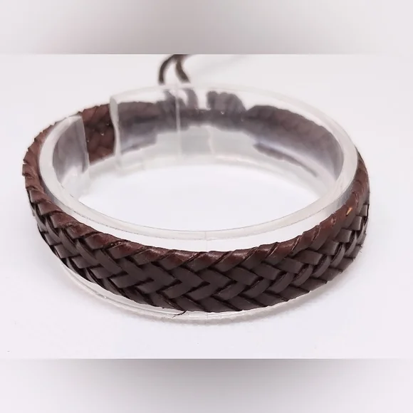Men's Bracelet Leather Braided Brown New‎ f92