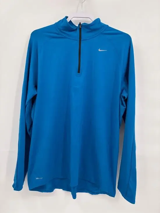Nike Running Blue Element Dri-fit 1/4 Zip Long Sleeve Shirt Men's XL