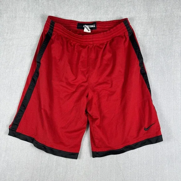 Nike Basketball Mesh Side Stripe Athletic Shorts Mens Large Red Polyester