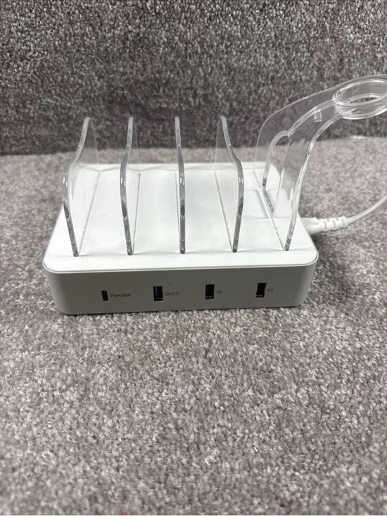 Smart gear Multi-Device Charging Station - White with Clear Dividers New no box