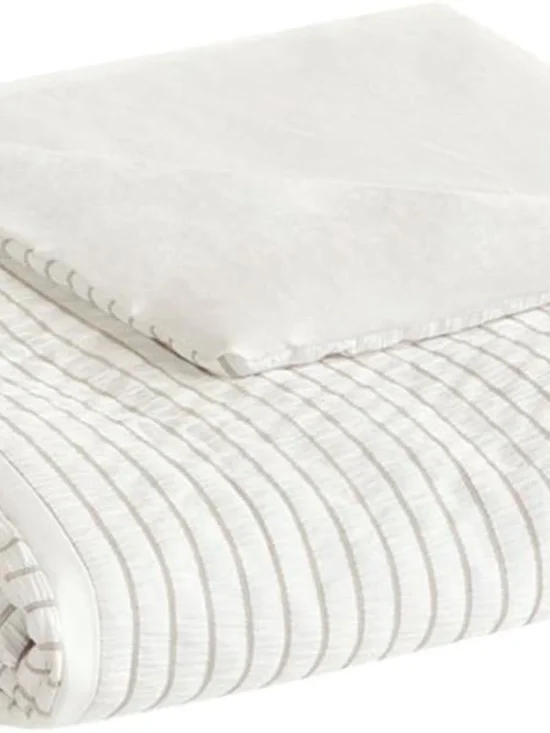 Beautyrest 3 Piece Striped Seersucker Queen Duvet Cover Set BR12-3842