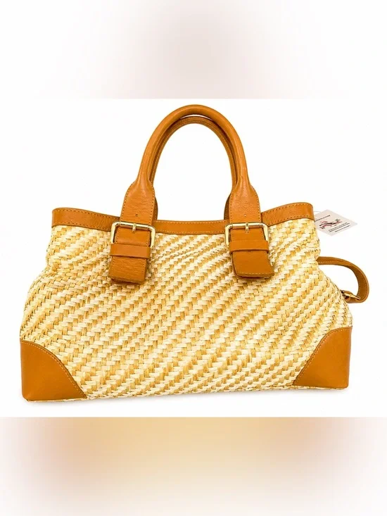 Divina Firenze Italian Leather Straw Bag BNWT Made in Italy $498 Retail🤎