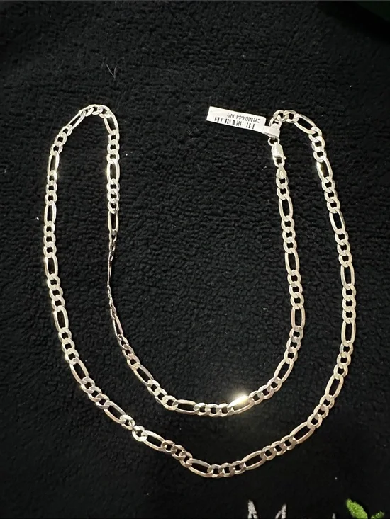 Sterling Figaro Chain Necklace - Silver Tone