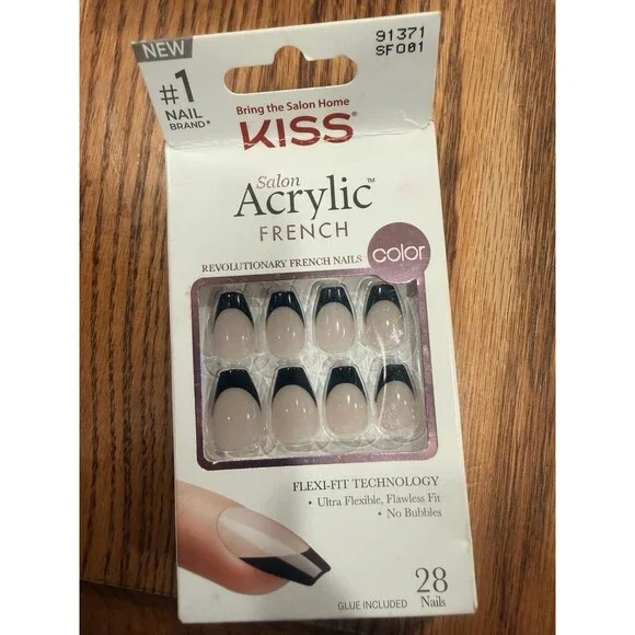 Kiss Salon Acrylic French Revolutionary Nails SF001 Short Manicure New