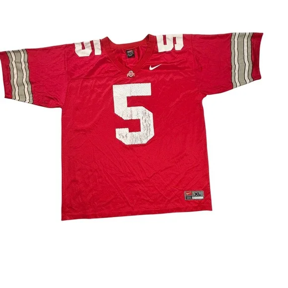 Nike‎ Team Ohio State Buckeyes #5 Football Jersey Red Mens XL FA99-PRX