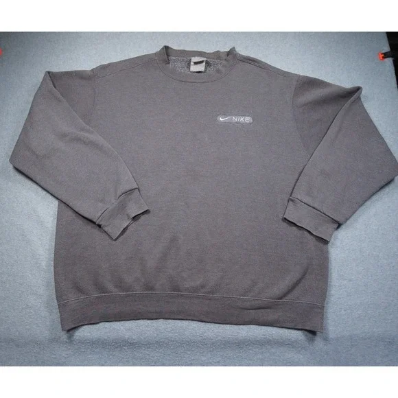 Vintage Nike Sweatshirt Mens XLarge Gray Crewneck Pullover 90s Y2K Swoosh VTG