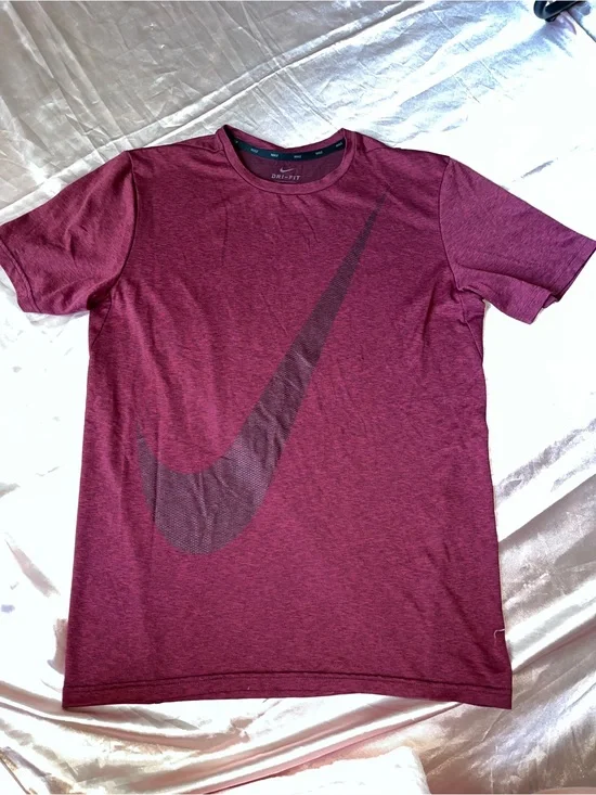 Nike Maroon Short Sleeve Dri-FIT Tee with Large Swoosh