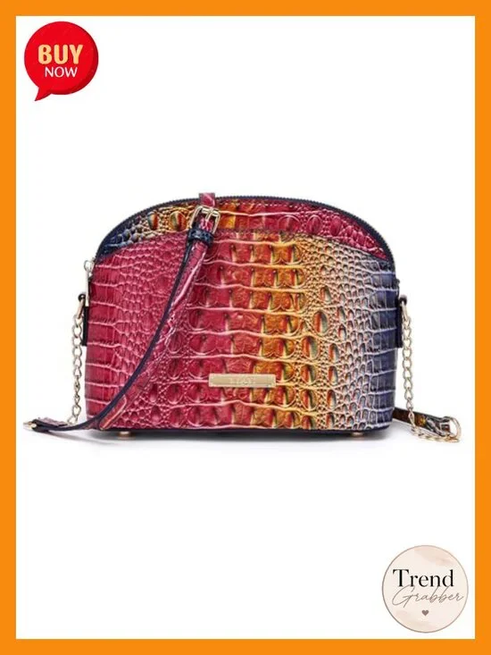 Vegan Leather Crocodile Embossed Satchel Crossbody Handbag Clutch